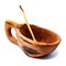2.5-3”Dia Natural Olive Wood Handcarved Small Bowl with Spoon Rustic Kitchen Serving Bowl